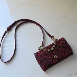Elegant Red Snake Print Crossbody Bag